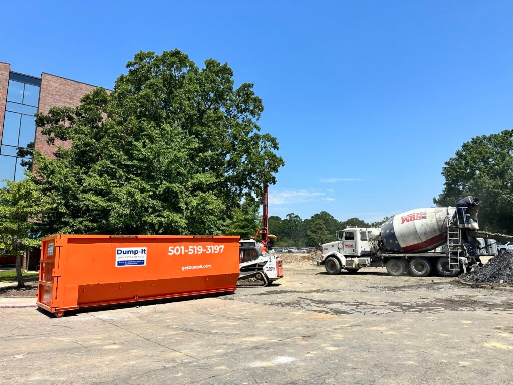 40 yard dumpster rental sitting at job site in Little Rock, AR.